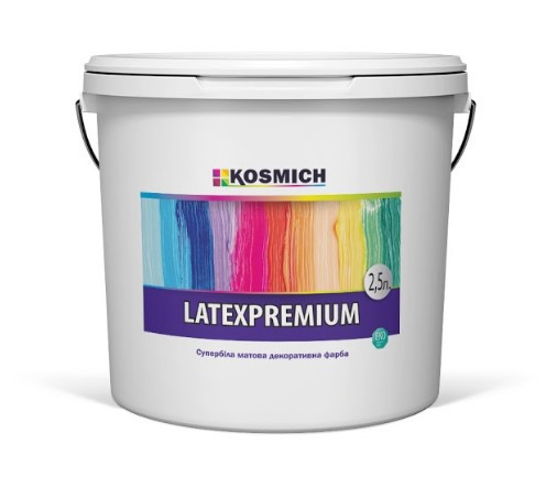 

Супер белая матовая декоративная краска KOSMICH Latexpremium silikon basis (2,5 л)