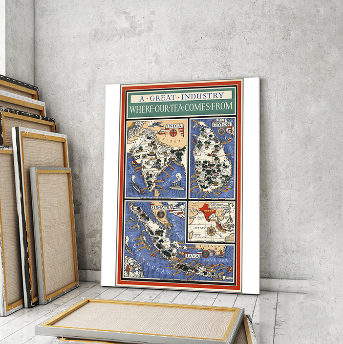 

Винтажная карта Artel «Великая индустрия. Откуда берется наш чай» 60х40 см