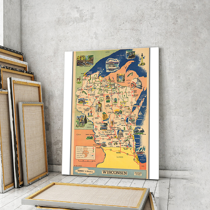 

Винтажная карта Artel «Дороги к приключениям Висконсин» 105x70 см