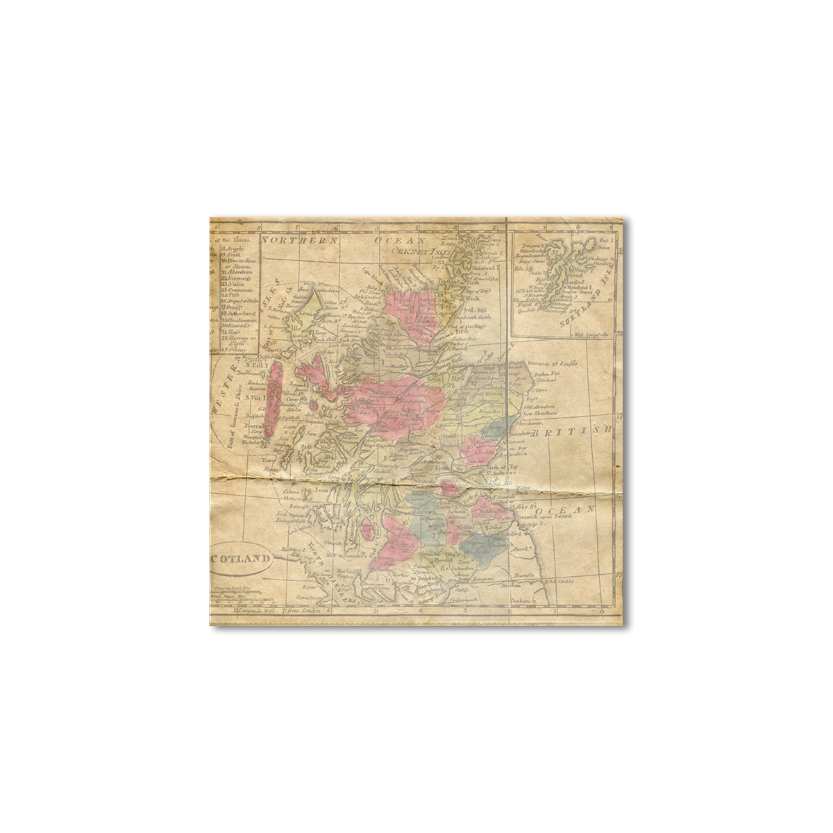 

Винтажная карта Artel «Старая карта Шотландии» 60x60 см