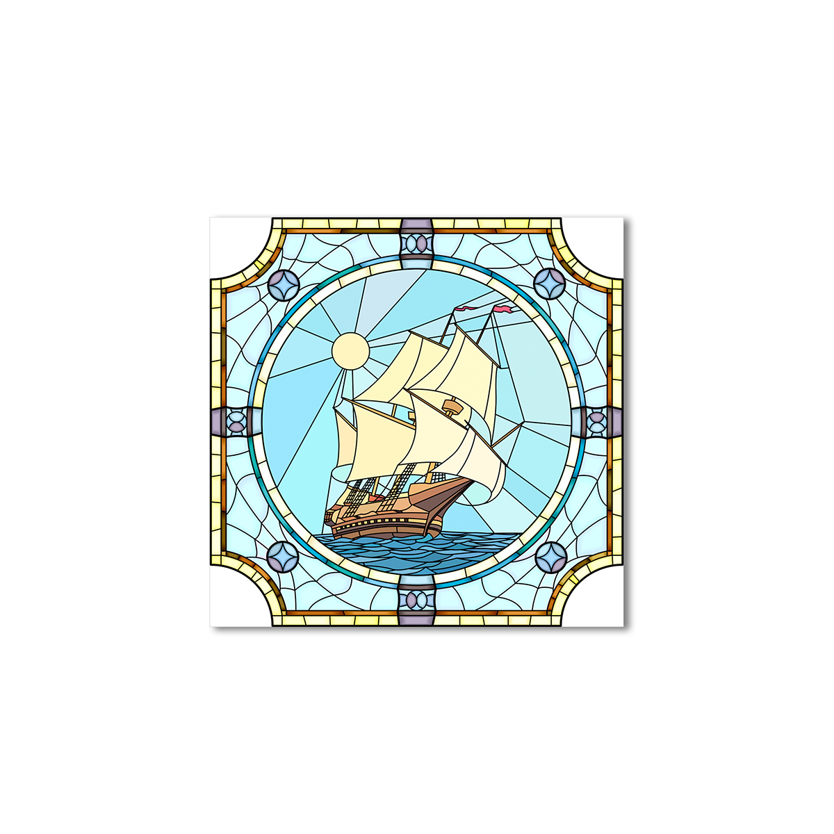 

Модульная картина Artel «Витражные линии парусника» 120x120 см