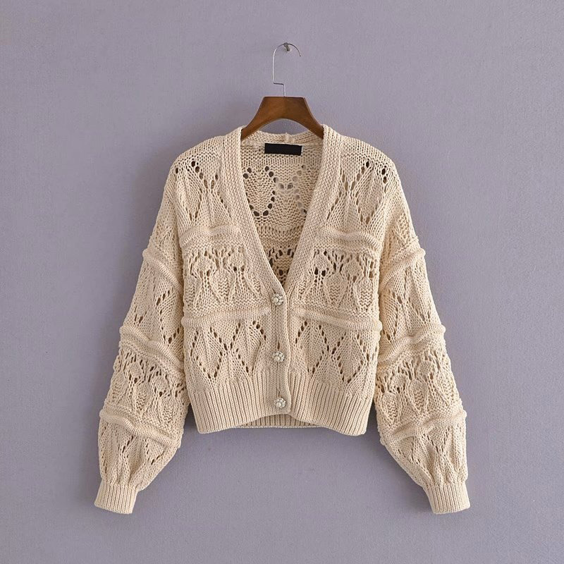 

Кардиган женский с ажурным узором Tracery Berni Fashion (L) Молочный