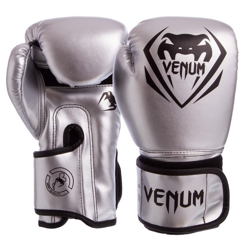 

Перчатки боксерские на липучке Venum Heroe 8351 серебристый 12oz