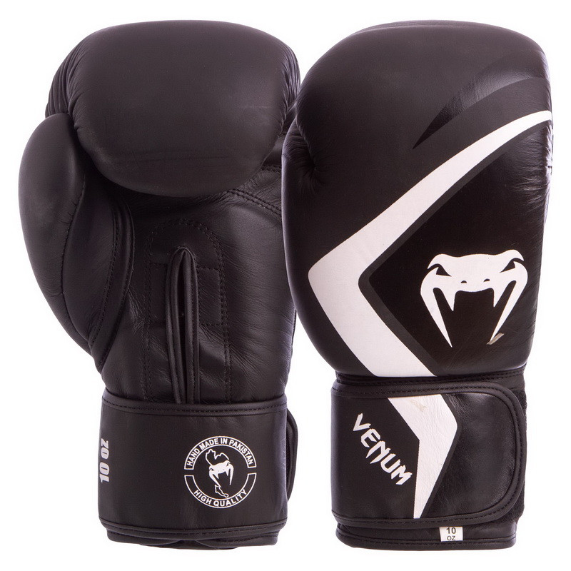 

Перчатки для бокса и единоборств VENUM CONTENDER Heroe кожаные 8202 Black-White 10 унций
