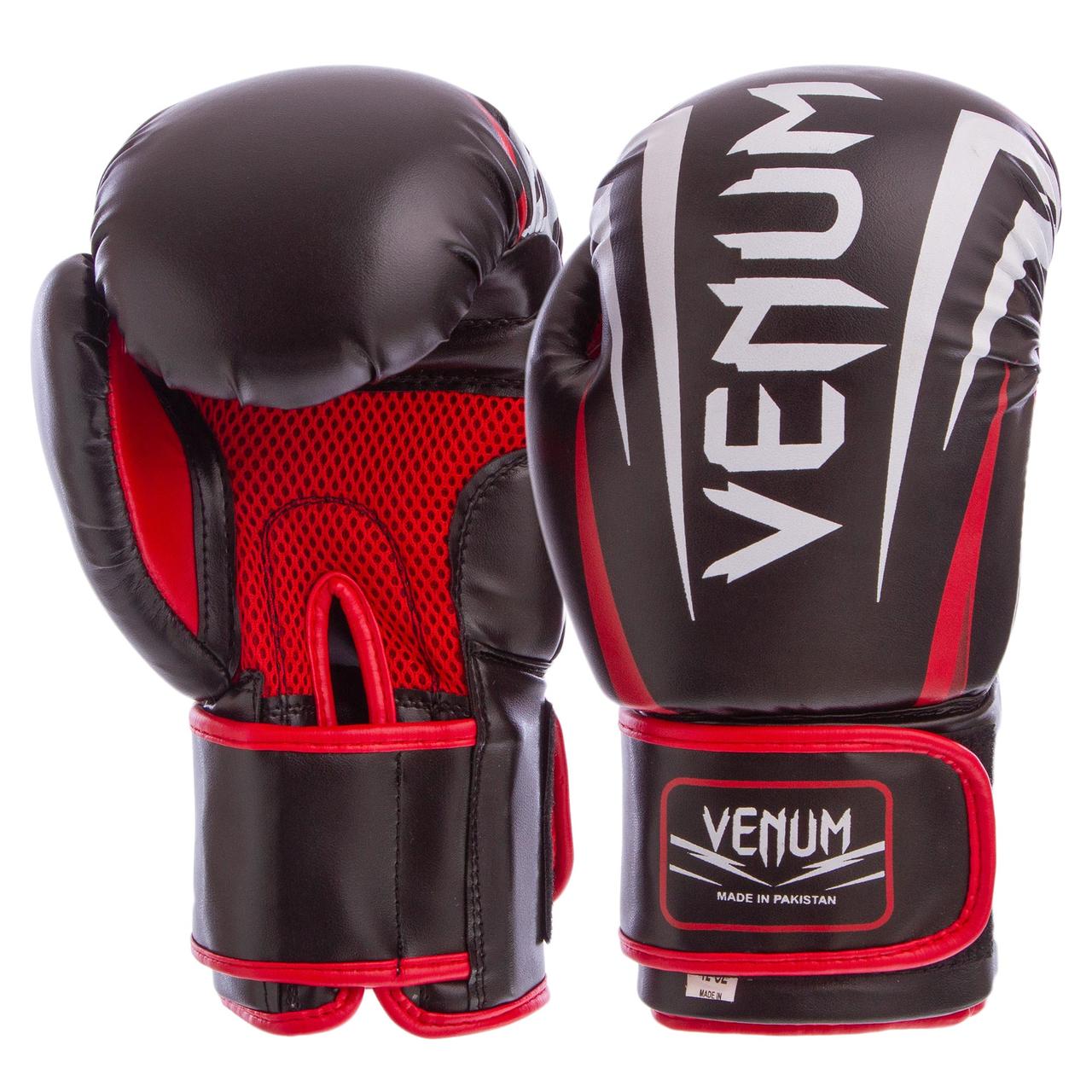 

Перчатки для бокса и единоборств на липучке Venum Heroe 5315 Black-Red-White 10 унций