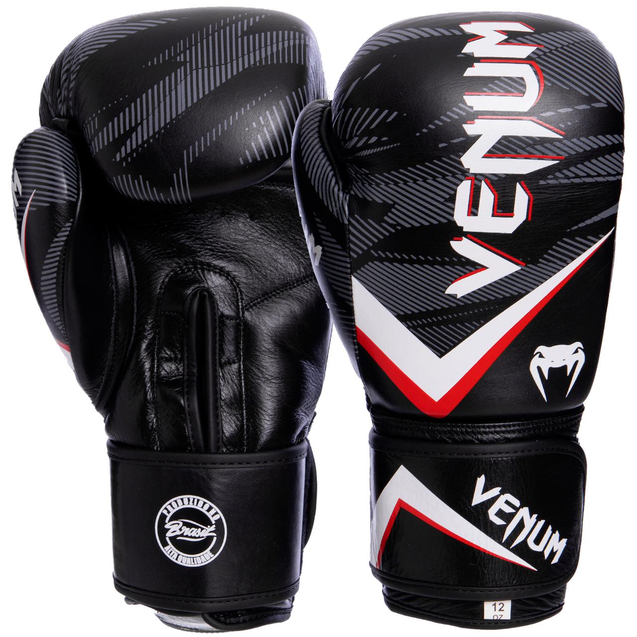 

Перчатки для бокса и единоборств кожаные Venum IMPACT Heroe VL-2038 Black-White-Red 14 унций