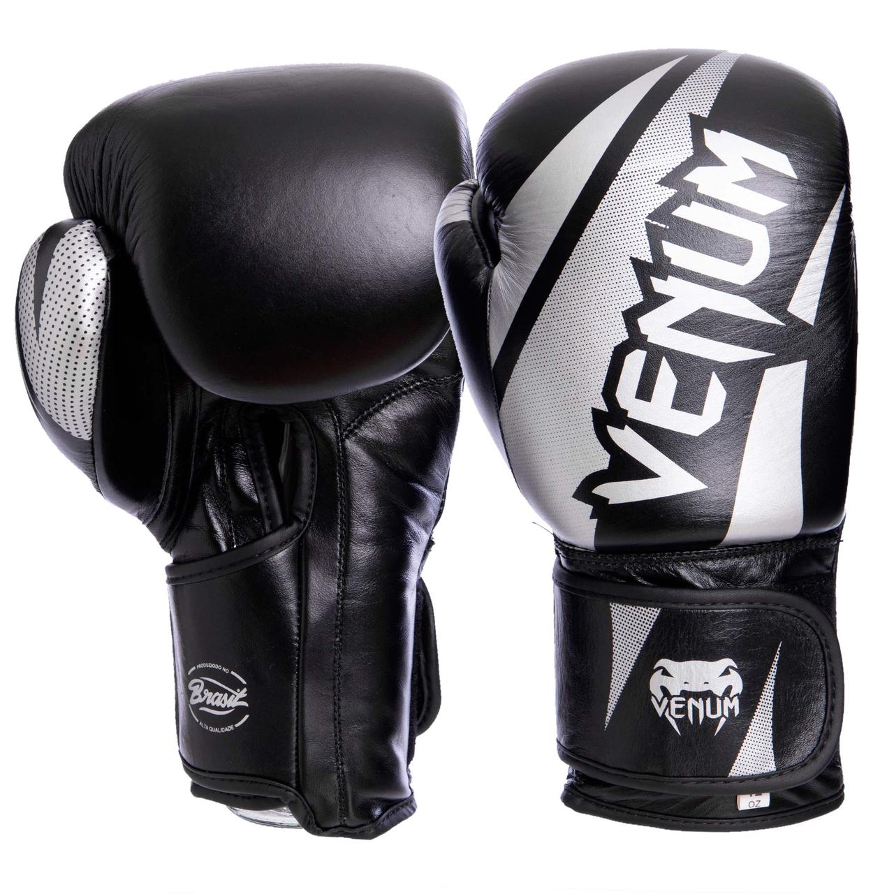 

Перчатки для бокса и единоборств кожаные Venum CHALLENGER BRASIL Heroe VL-2049 Black-Silver 14 унций