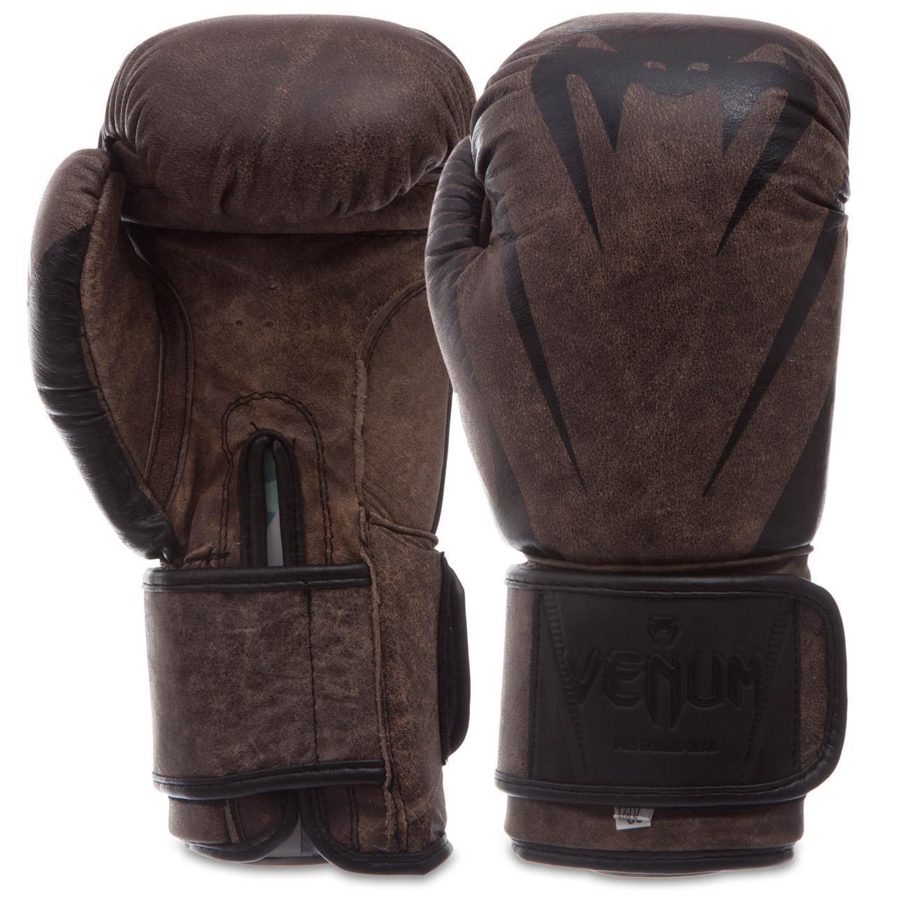 

Перчатки для бокса и единоборств VENUM Heroe кожаные 0700 Brown-Black 14 унций