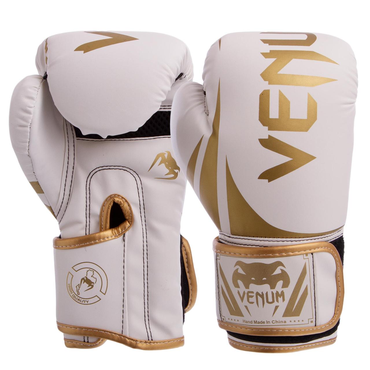 

Перчатки для бокса и единоборств Venum Heroe PU 8352 White-Gold 12 унций