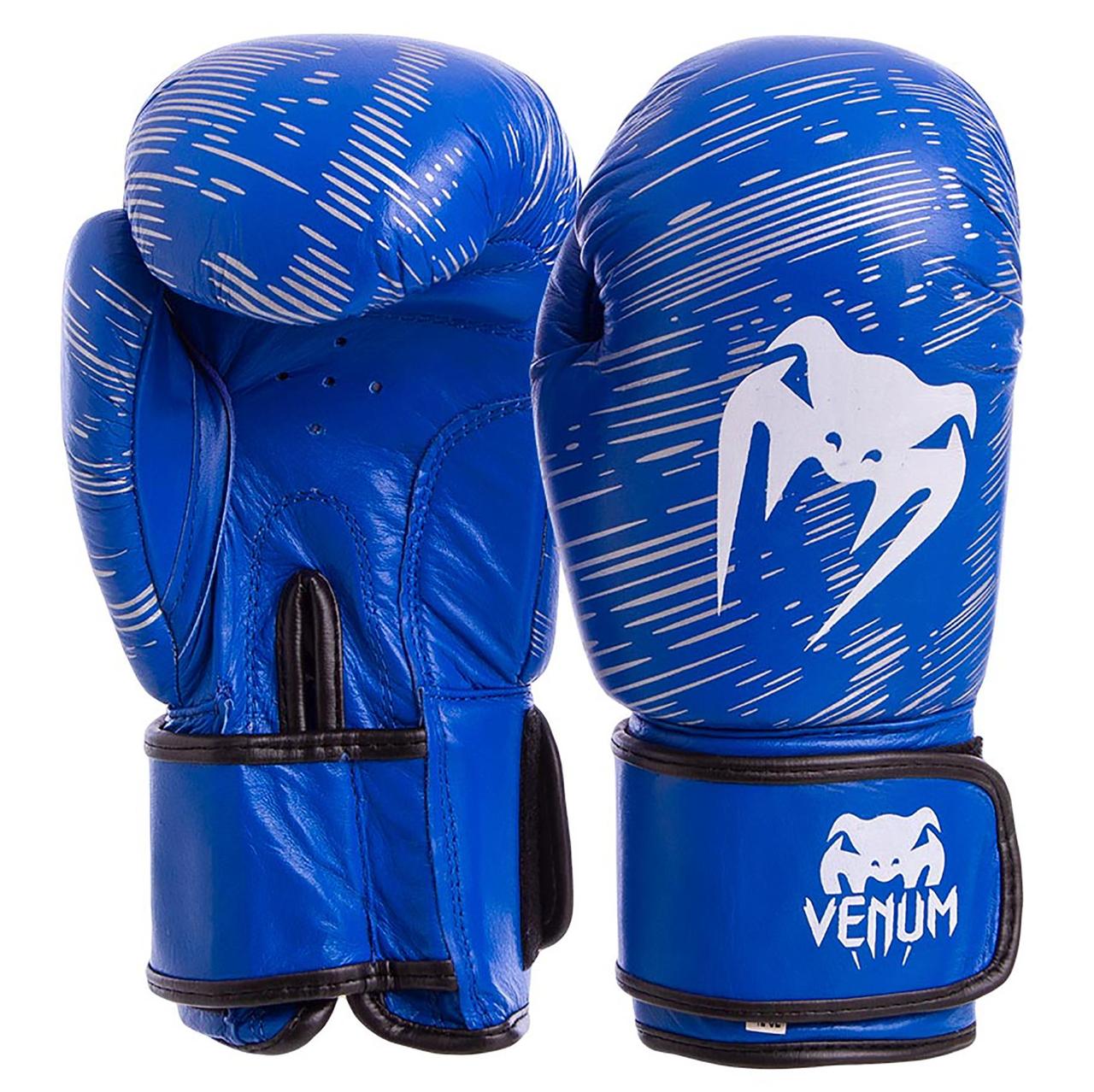 

Перчатки для бокса и единоборств Venum Heroe кожаные 5430 Blue-White 10 унций