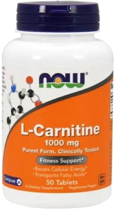 

L-Карнитин, 1000 мг, L-Carnitine, Now Foods 50 таблеток (733739000675)
