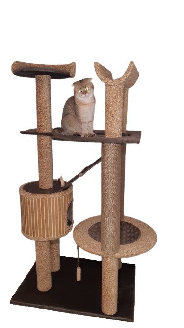 

Игровой кошачий комплекс когтеточка для кошек Стиляга 155х80х55см коричнево бежевый