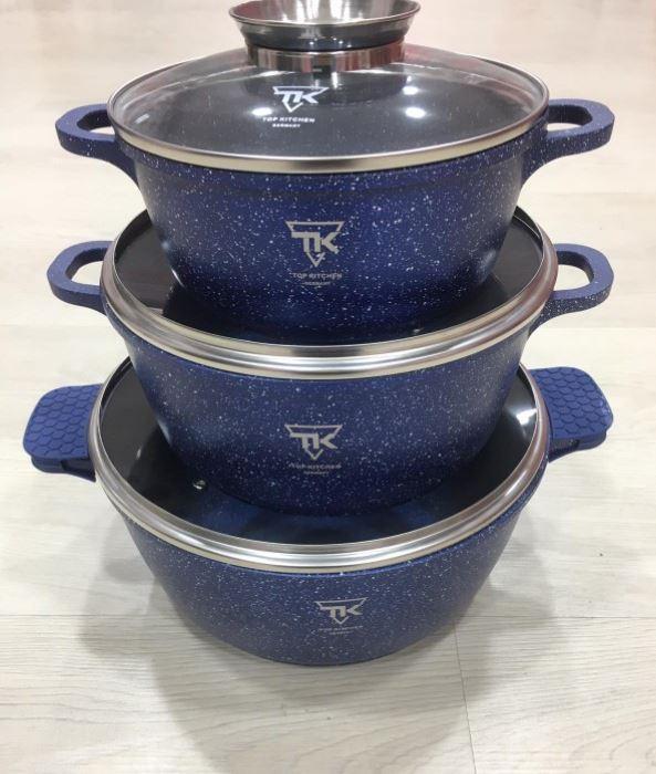 

Набор кастрюль с мраморным покрытием TOP KITCHEN TK-00021 6 предметов Синий