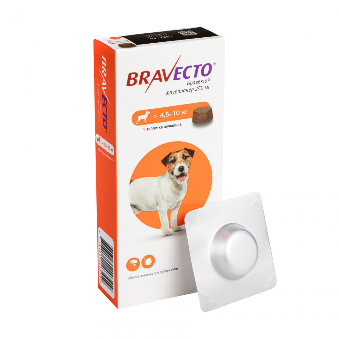 

Таблетка MSD Animal Health Bravecto 4.5-10 кг 250 мг
