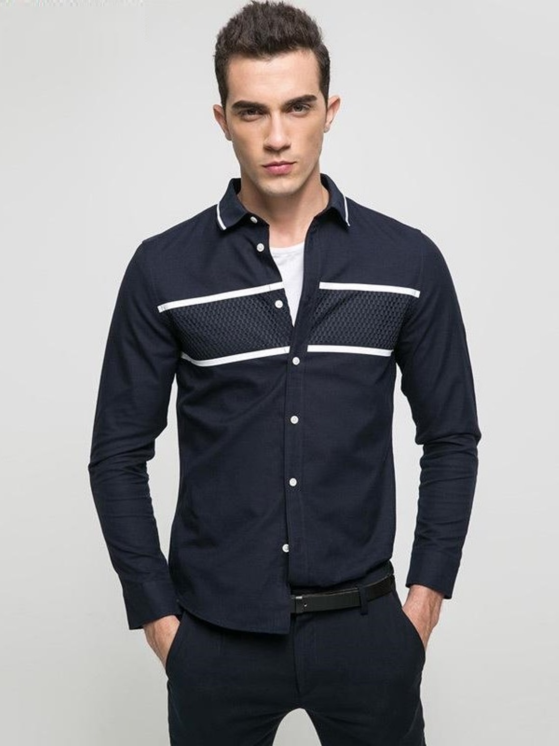 

Рубашка с отложным воротником в стиле пэчворк, длинные рукава Jack & Jones 217105505  Синий, Рубашка с отложным воротником в стиле пэчворк, длинные рукава Jack & Jones 217105505 S Синий