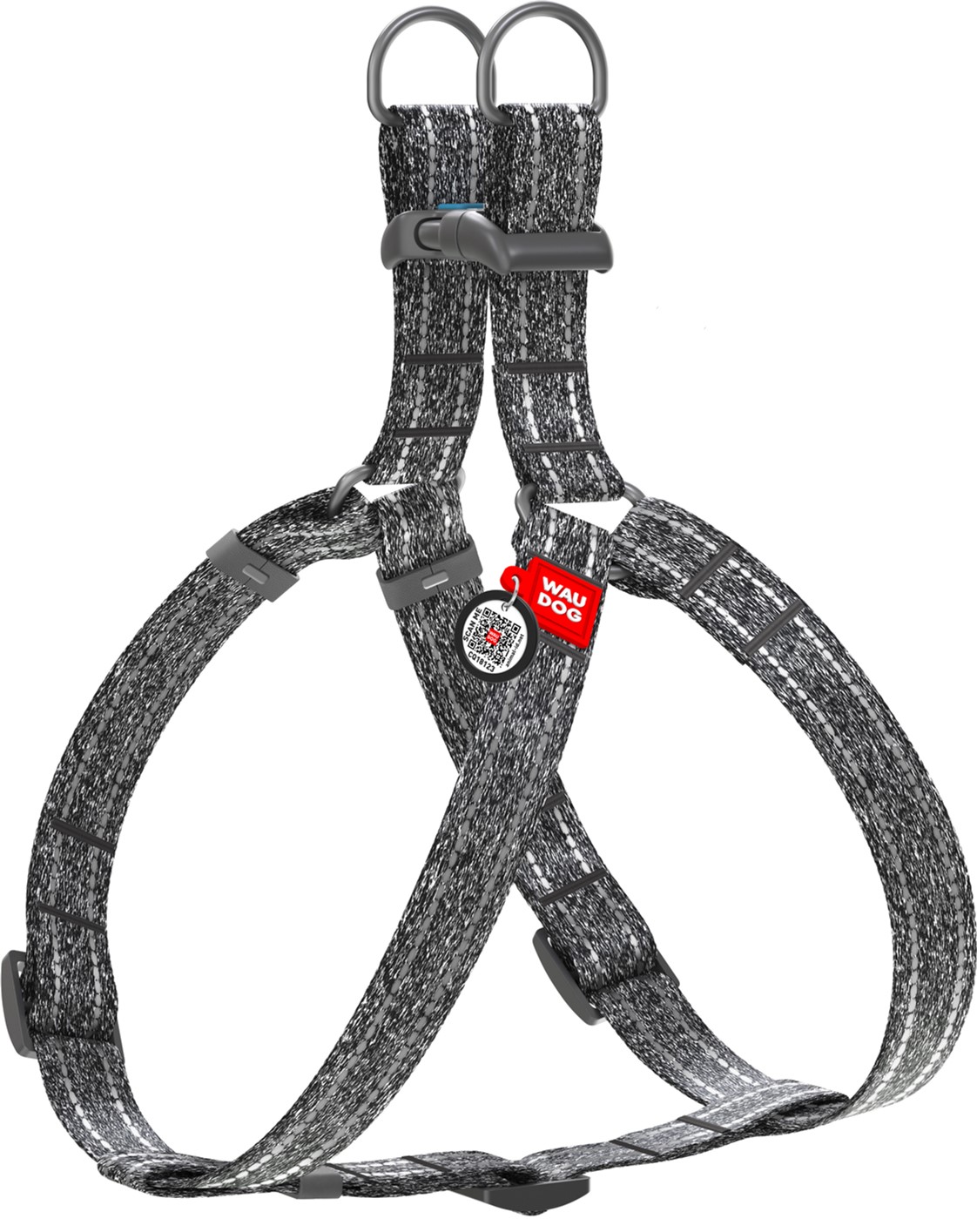 

Шлея для собак Collar WAUDOG Re-cotton с QR паспортом, из восстановленного хлопка, светоотражающая, пластиковый фастекс, L, Ш 25 мм, Дл 60-90 см, серый