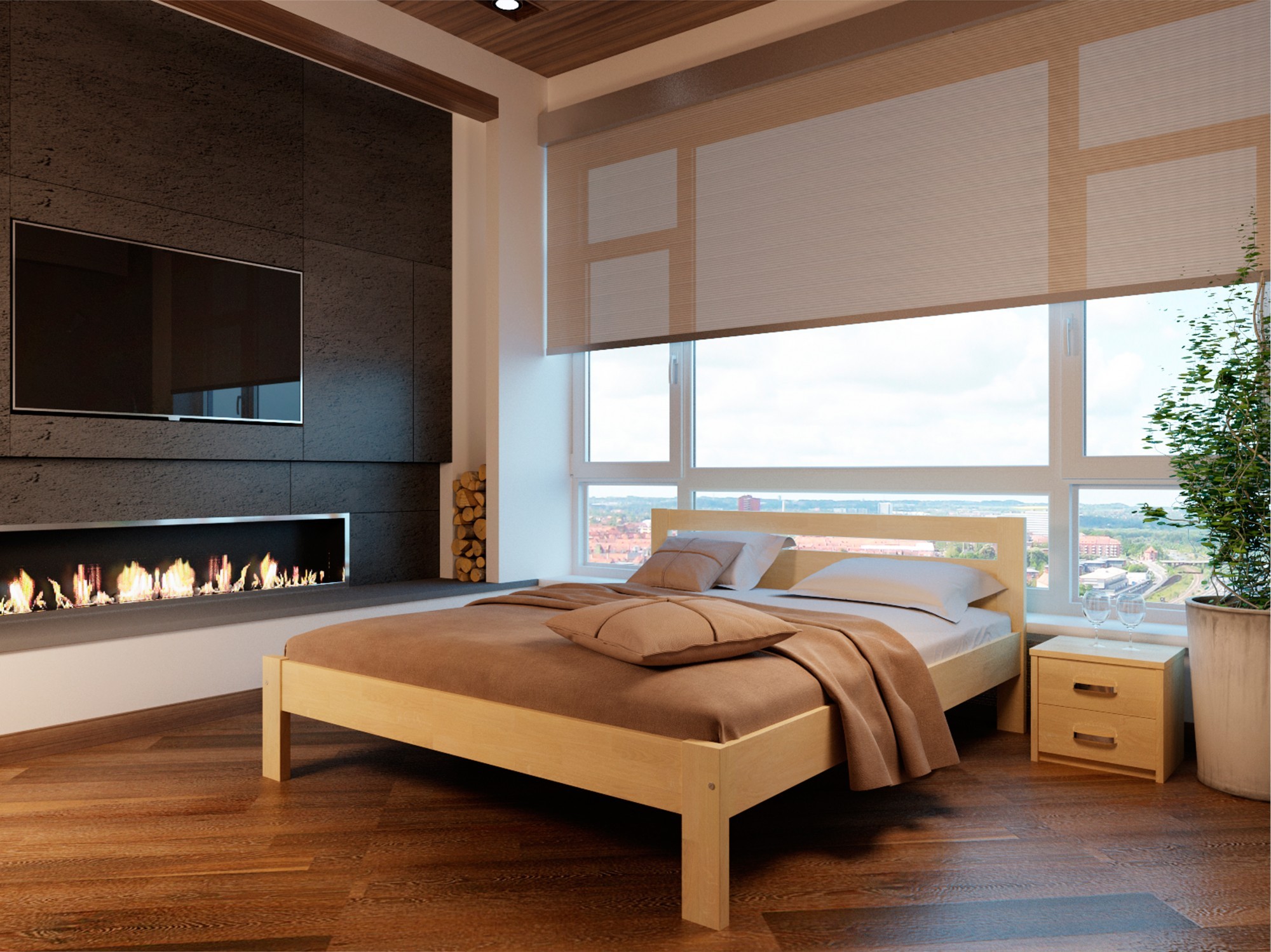 

Ліжко дерев'яне півтораспальне НеоМеблі Соната 140х200 бук натуральний