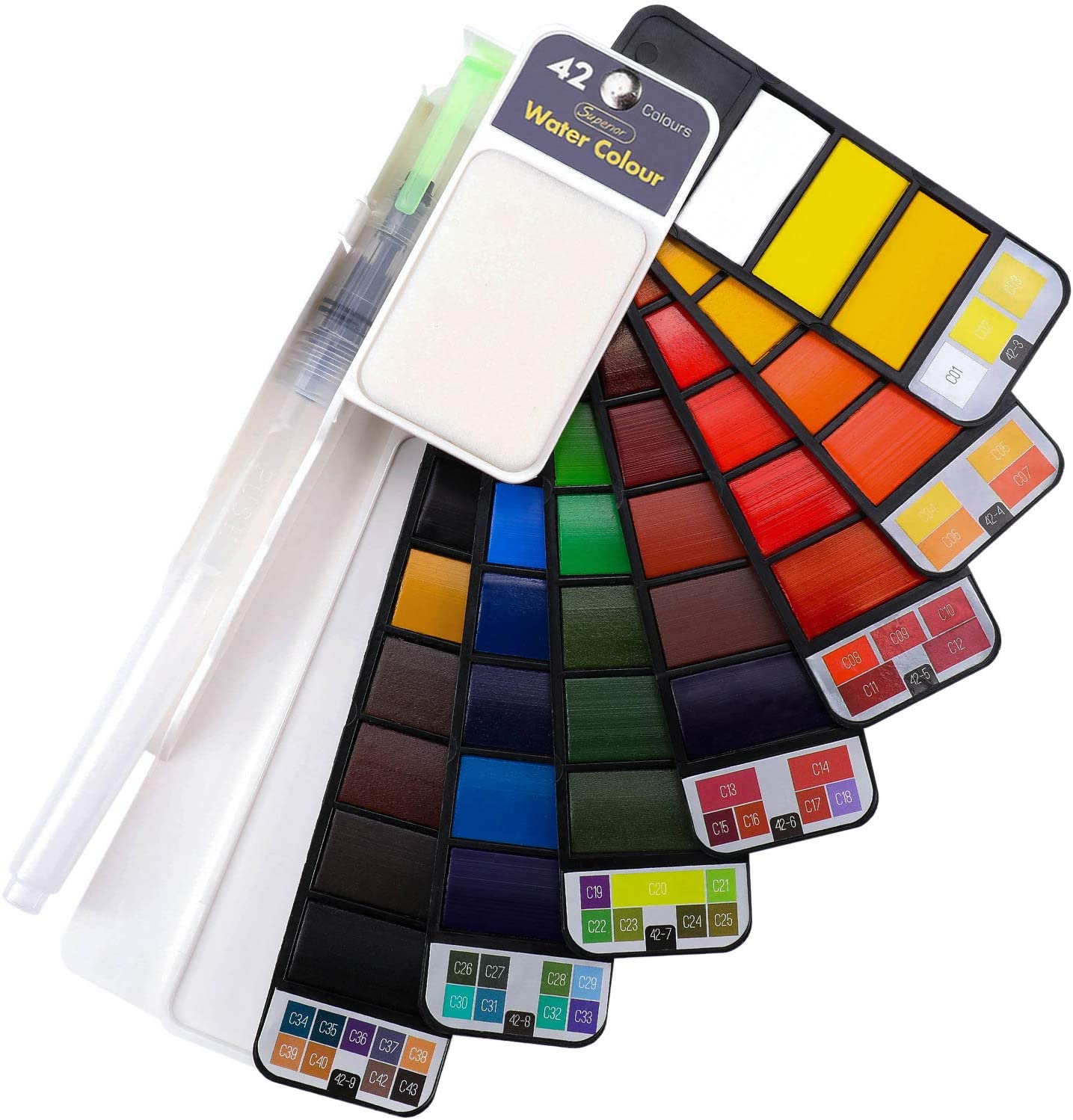 

Складной Художественный Набор Акварельных Красок Dyvicl, с Водяной Кистью и Палитрой на 42 разных цвета (42CPS)