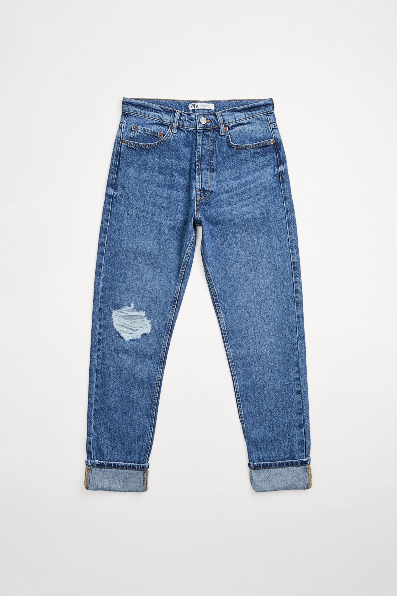

Джинсы зауженого кроя с разрывами Zara Essentials размер 30 синий 6688/390/427