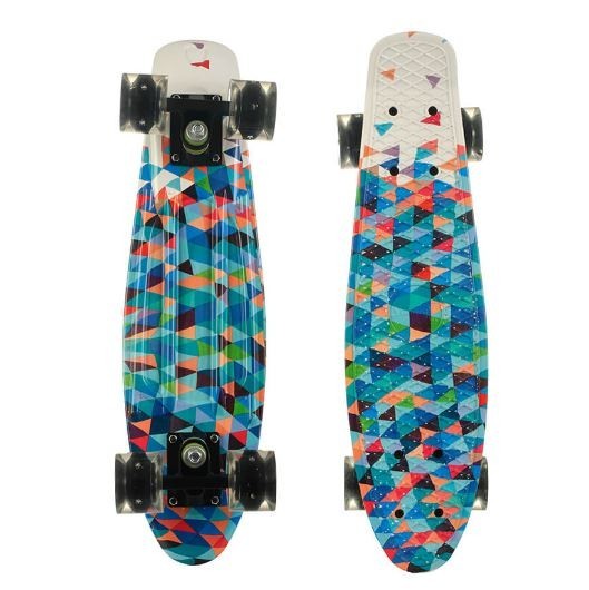 

Пенни борд (Penny Board) 25, Колеса светящиеся, двухсторонний окрас, треугольники