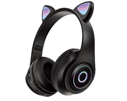 

Беспроводные детские MP3 Наушники Кошачьи ушки с подсветкой Cat Ear P39M Черные