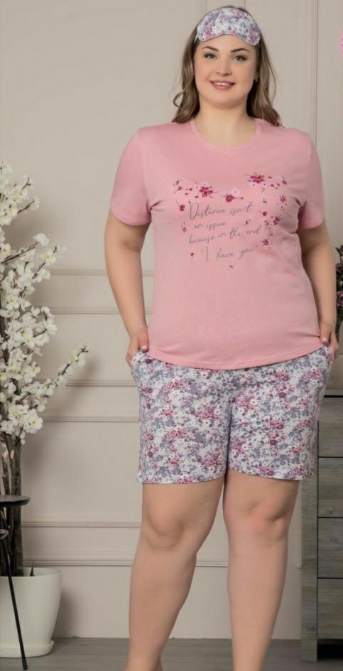 

Пижама (футболка + шорты + маска для сна) Arcan Home comfort 3XL Розовая с сиреневым (A302)
