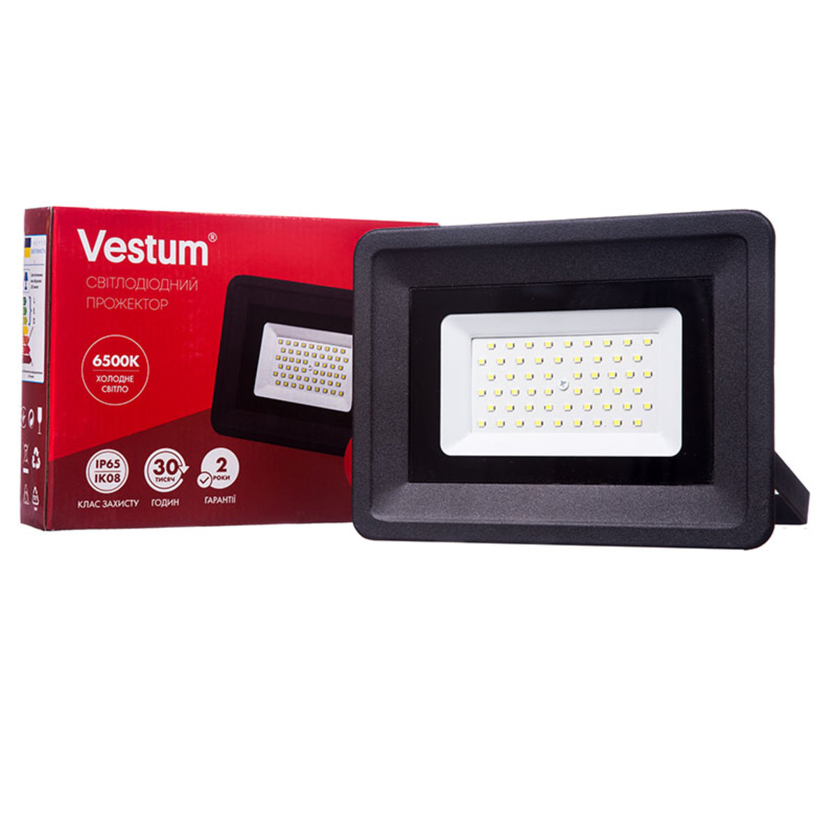 

Светодиодный прожектор Vestum 50W 4300Лм 6500K 185-265V IP65 1-VS-3004