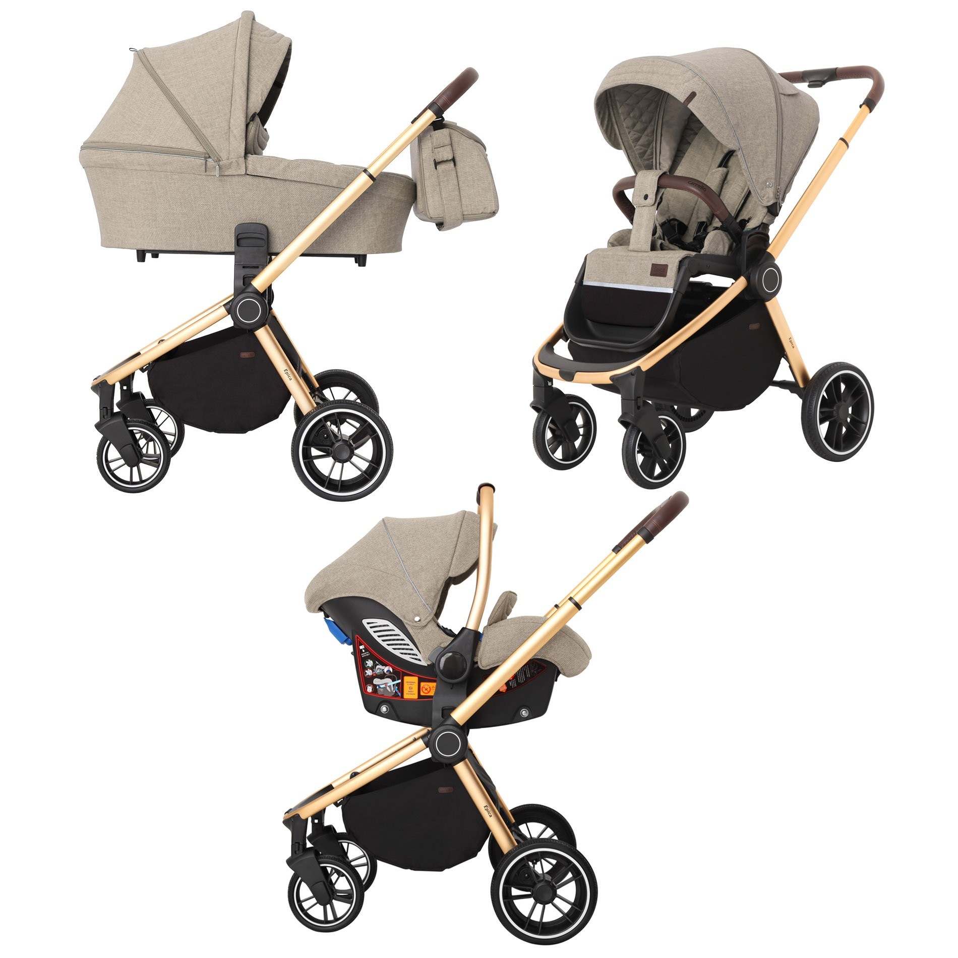 

Коляска универсальная CARRELLO Epica CRL-8511 (3in1) Almond Beige + дождевик