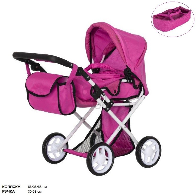 

Коляска для кукол CARRELLO UNICO 9346 HOT PINK с сумкоюй