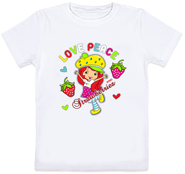 

Детская футболка Fat Cat "Love peace and strawberry" (белая) 104 27563