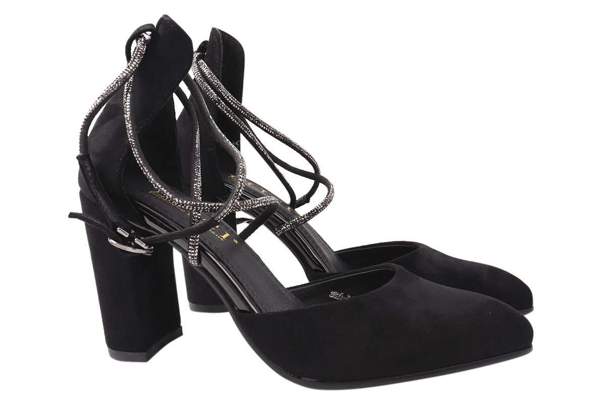 

Туфлі жіночі з еко замші, на великому каблуці, чорні, Liici 193-21LT 35