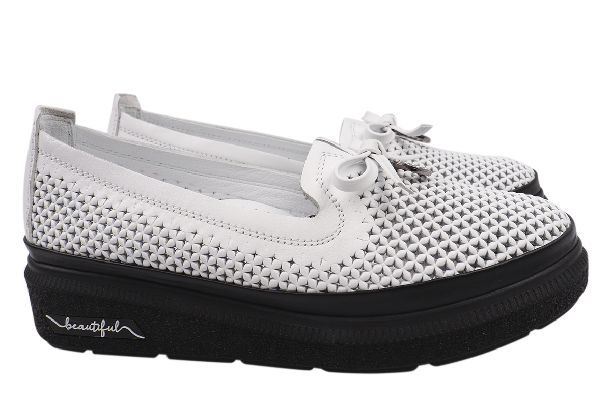 

Туфлі жіночі з натуральної шкіри, на низькому ходу, колір білий, Туреччина Guero 414-21LTCP 39