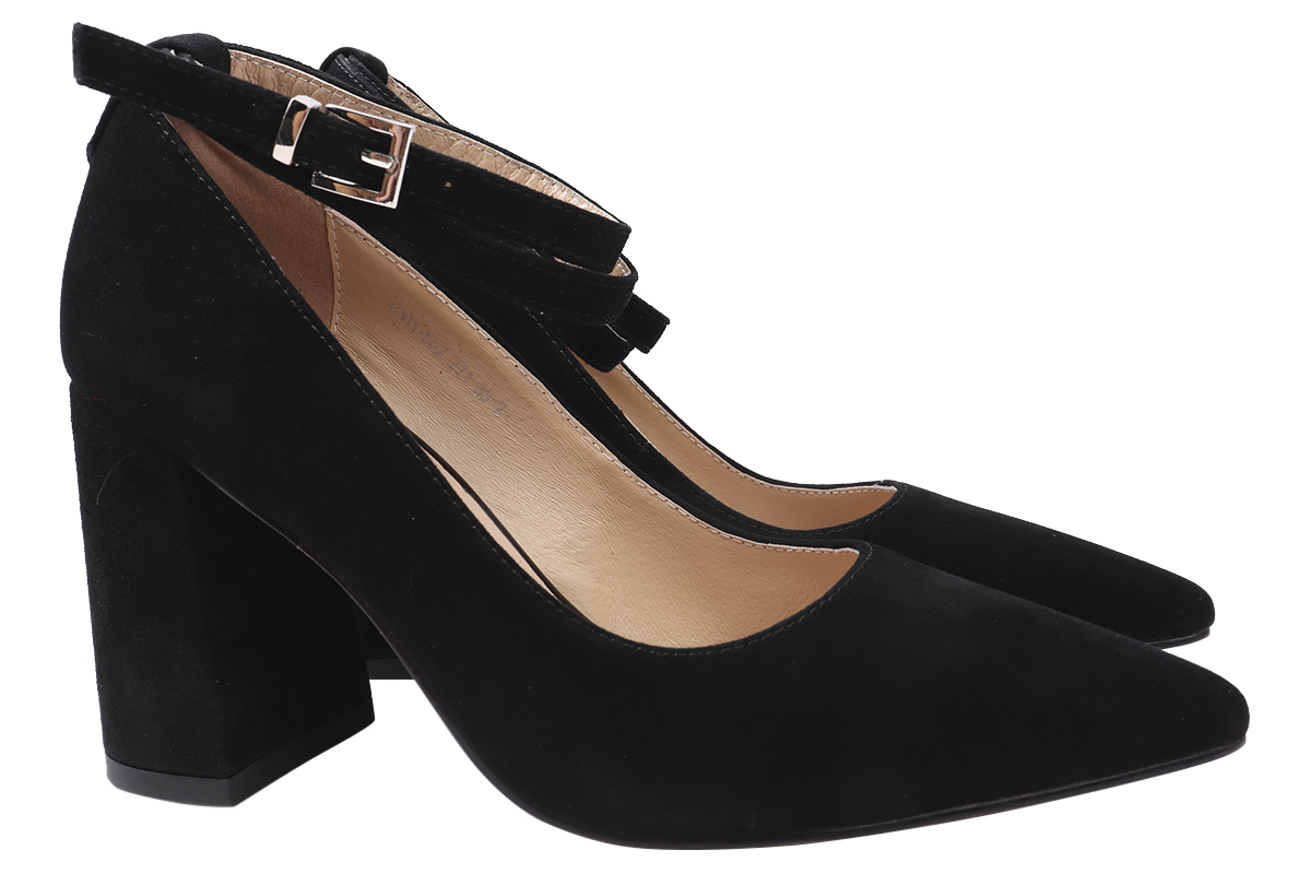 

Туфлі жіночі з натуральної замші, на великому каблуці, чорні, Angelo Vani 138-21DT 37