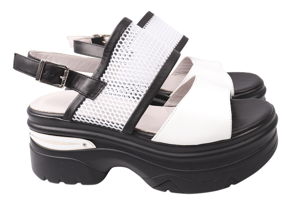 

Босоніжки жіночі з натуральної шкіри, на платформі, з відкритою п'ятою, колір білий, Aquamarin 1952-21LBC 39