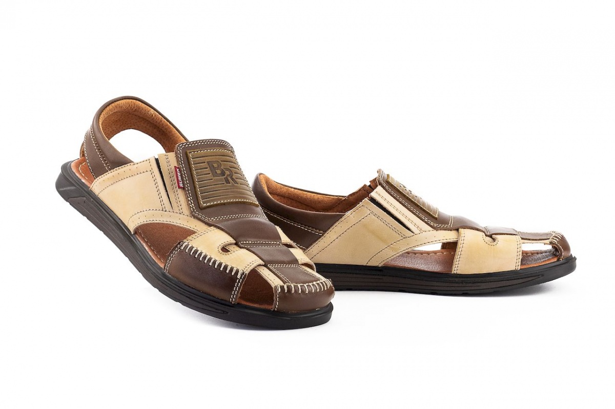 

Мужские сандали кожаные летние бежевые-коричневые Bumer размер 42 FV_000358