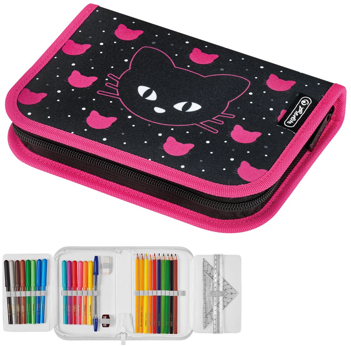 

Пенал с наполнением 31 предмет Herlitz Black Cat Черный Кот (50032945)