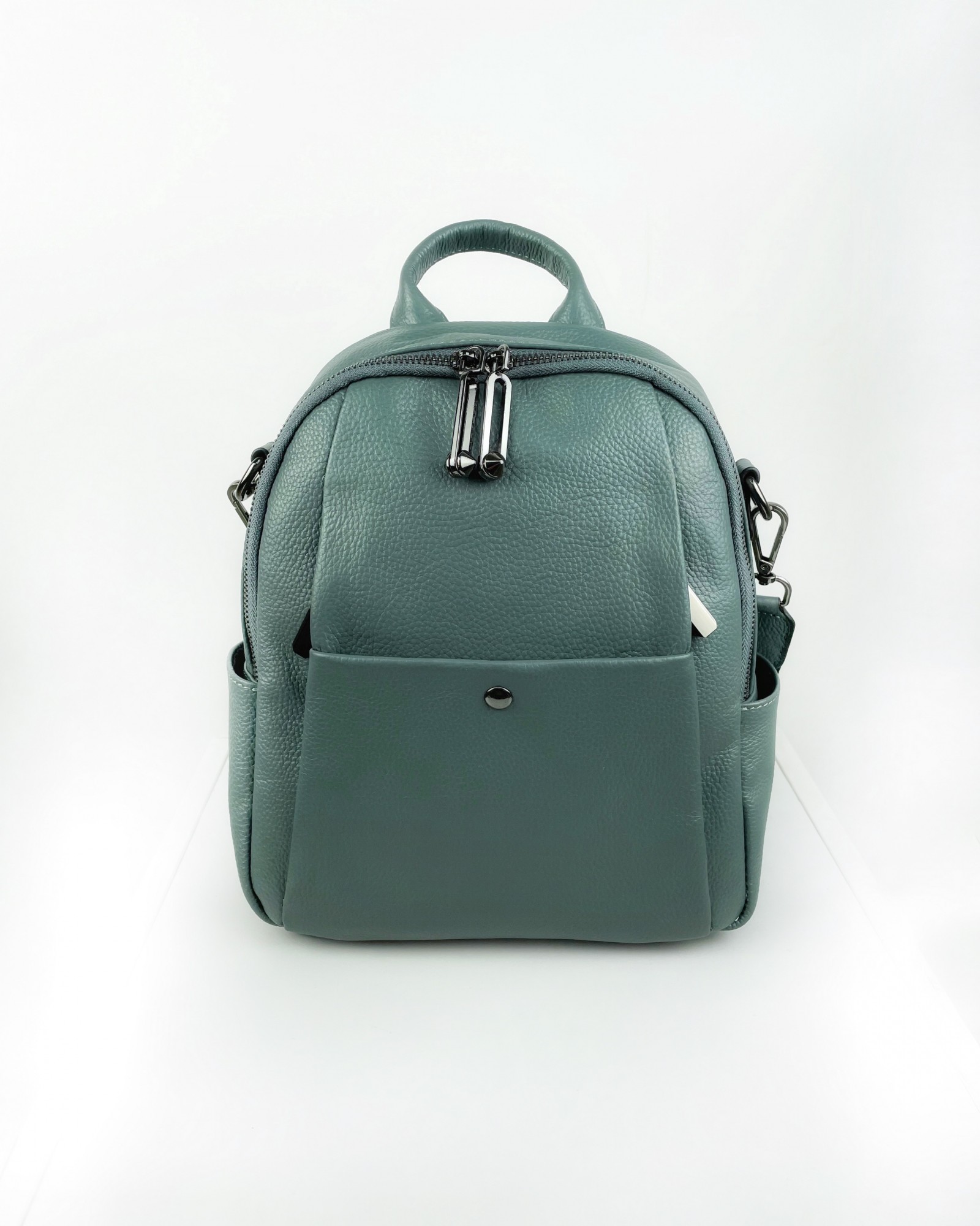 

Женский кожаный рюкзак 29 24 10 см. Magicbag кнопка на кармане Бирюзовый