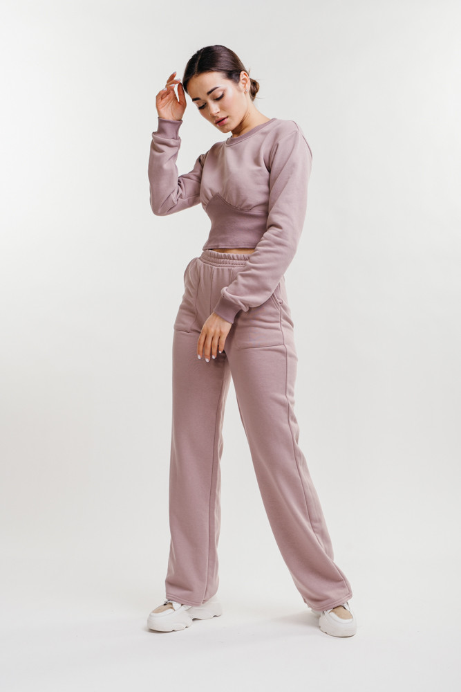 

Женский трикотажный костюм кофейный со штанами и укороченным свитшотом Arjen размер M (26471-C-M)