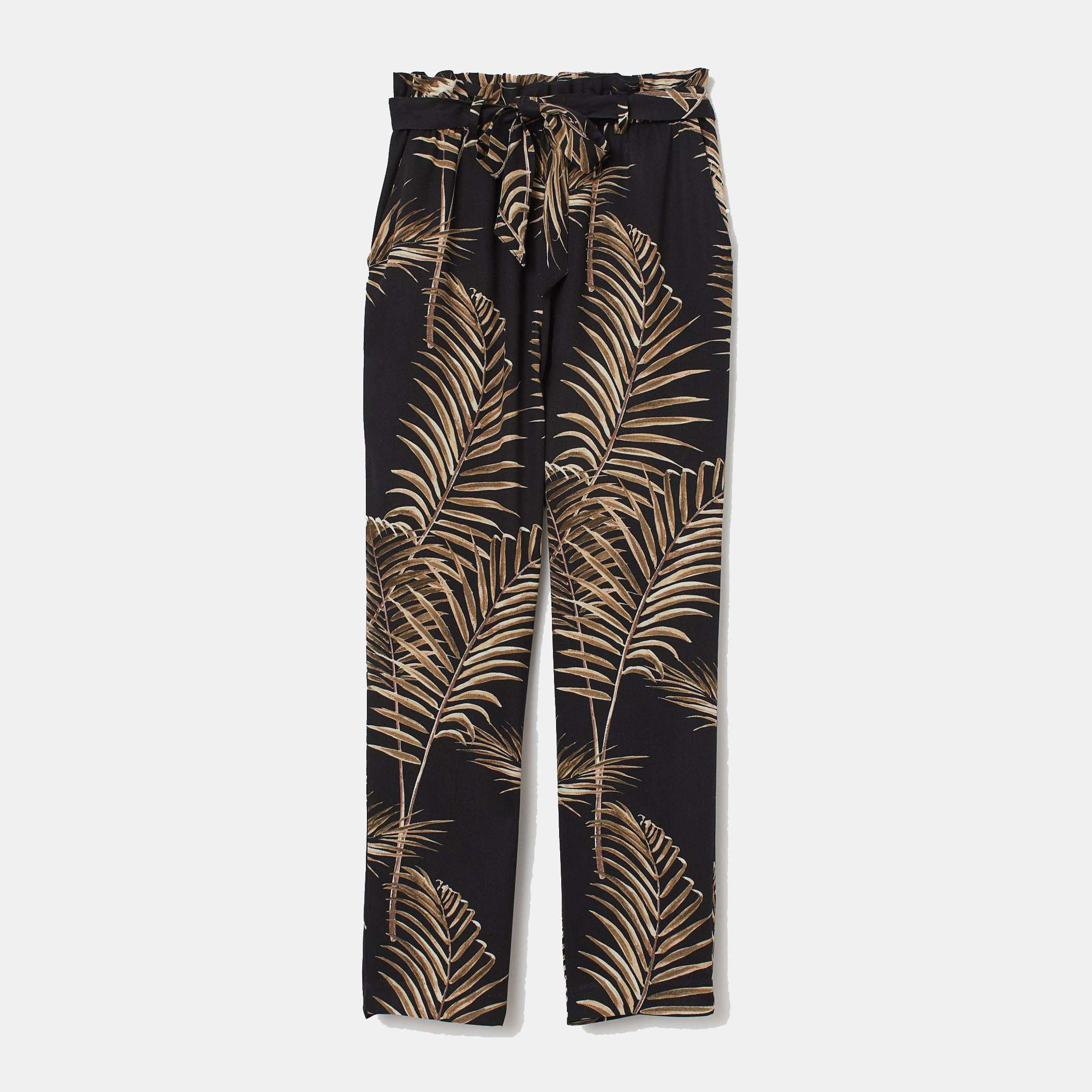 

Брюки H&M 6643199-ACZX 42 Черные с бежевым