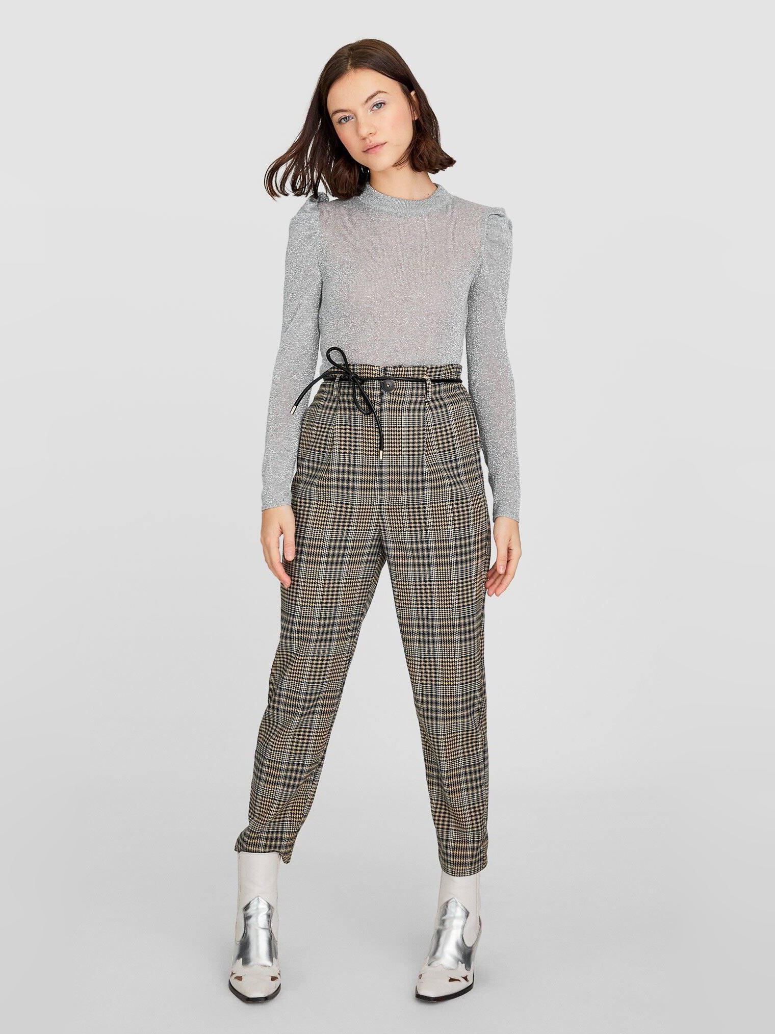 

Брюки Stradivarius 4568/581/453-AENB XS Бежевые с черным и белым