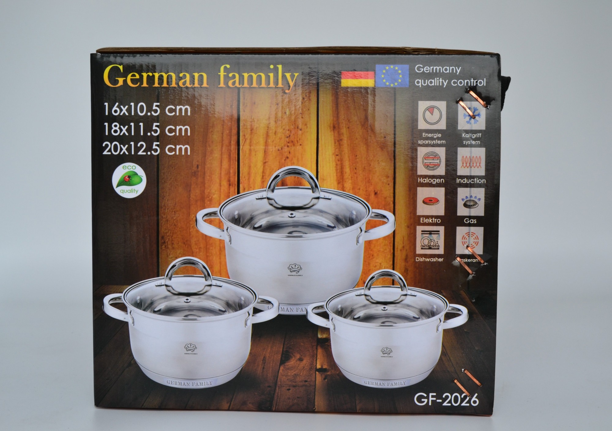 

Набор кастрюль German Family GF-2026 из нержавеющей стали 6 предметов (2.1 л, 2.9 л, 3.9 л)
