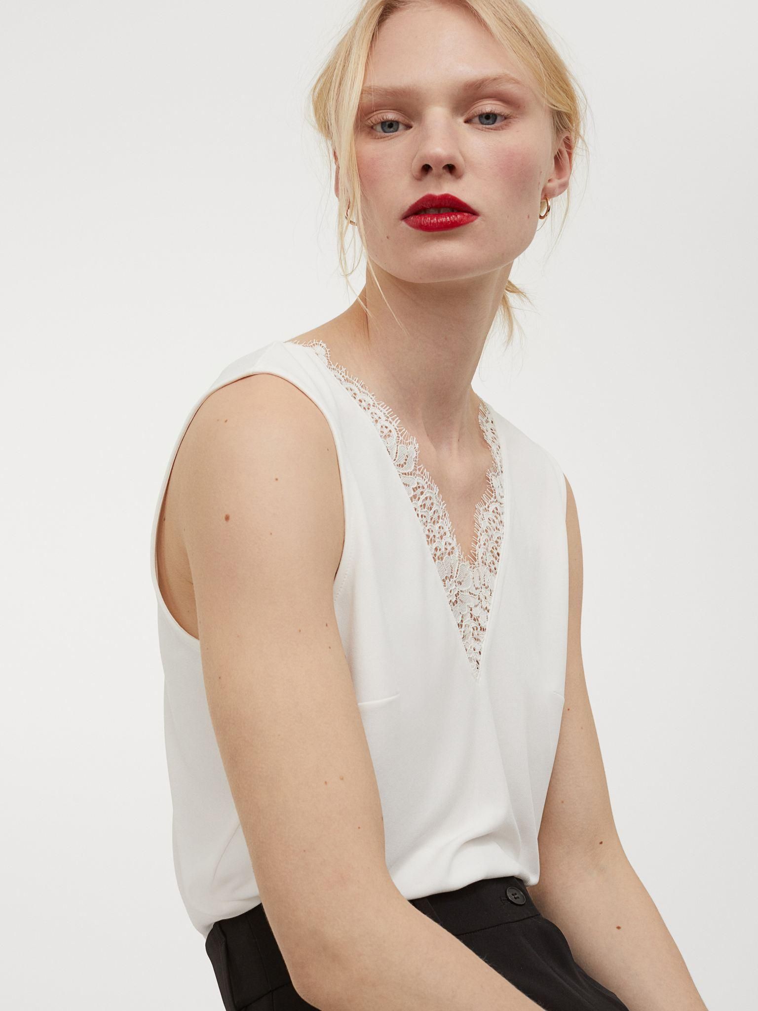 

Топ H&M 8594581-ABAK XS Молочный