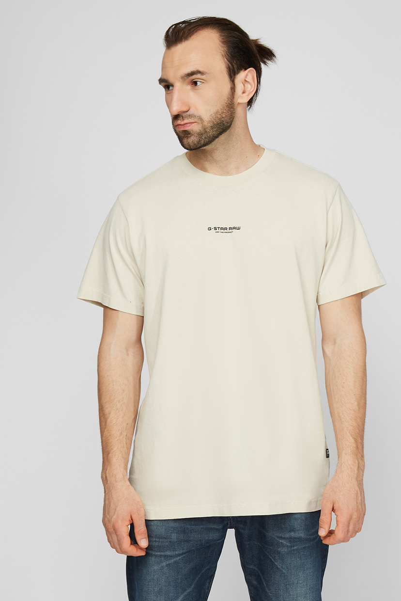 

Мужская бежевая футболка Center Chest Logo GR Loose G-Star RAW XS D20507,C336
