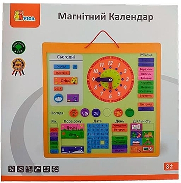 

Магнитный календарь с часами, на украинском языке - Viga Toys (20-937353)