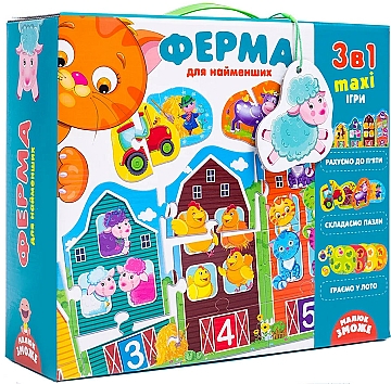 

Развивающая игра 3 в 1 "Ферма" (укр) - Vladi Toys (20-992990)