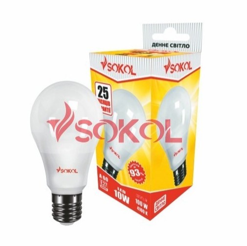

Набор 100 шт. LED лампа SOKOL A60 10.0W 220В E27 4100К