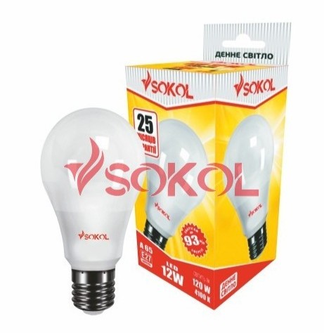 

Набор 10 шт. LED лампа SOKOL A65 12.0W 220В E27 4100К