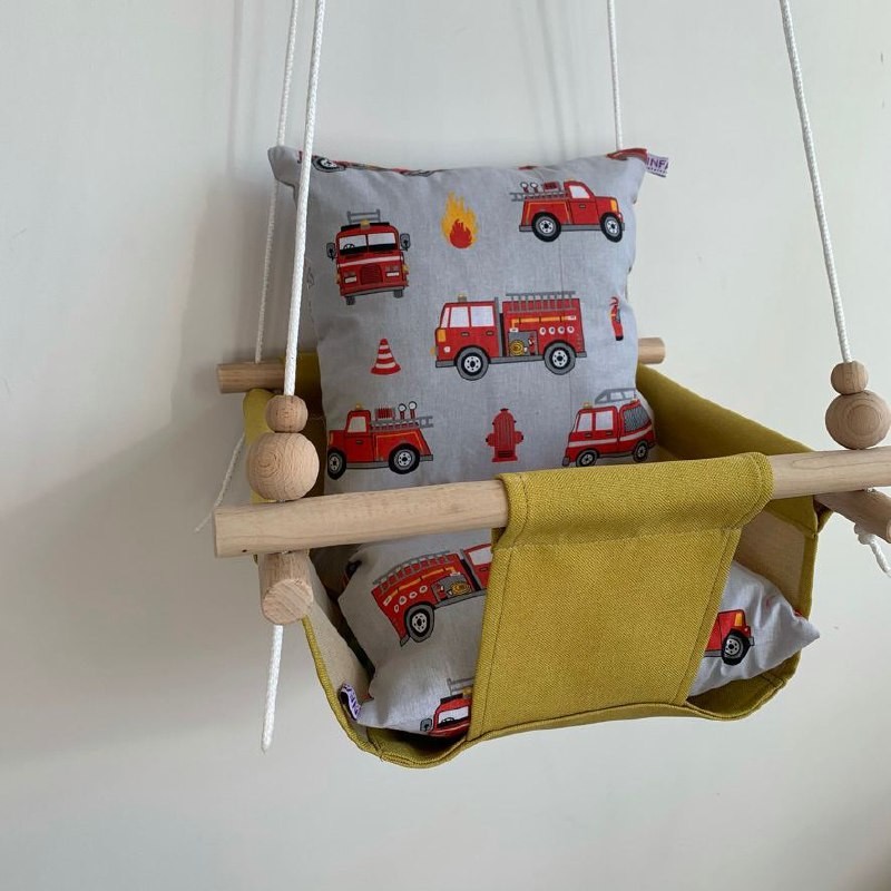 

Детская качеля Infancy Пожарные машины, Желтая основа