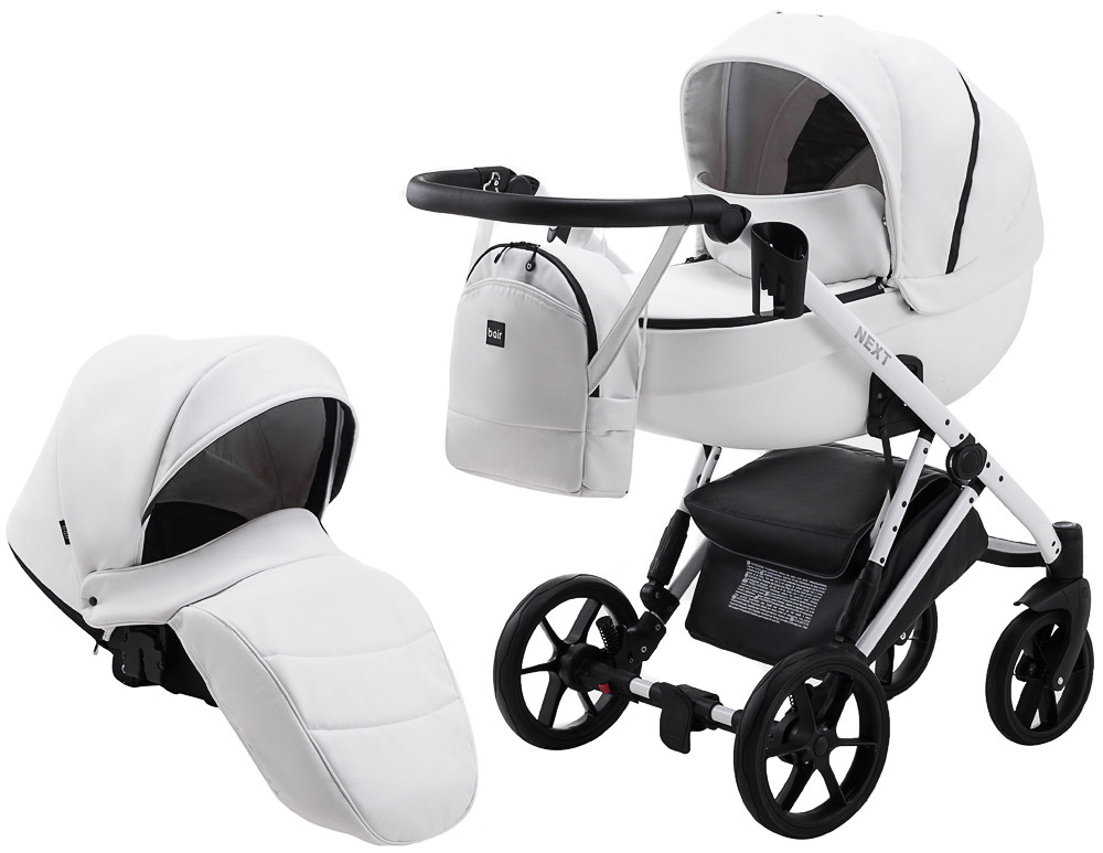 

Коляска 2 в 1 Bair Next White кожа 100% белый 625541