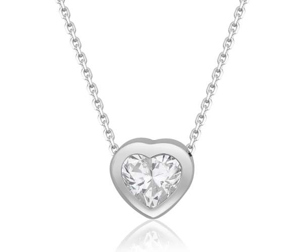 

Колье из белого золота с камнем SWAROVSKI Zirconia "Сердце", КЛ011/1SW, 45 размер